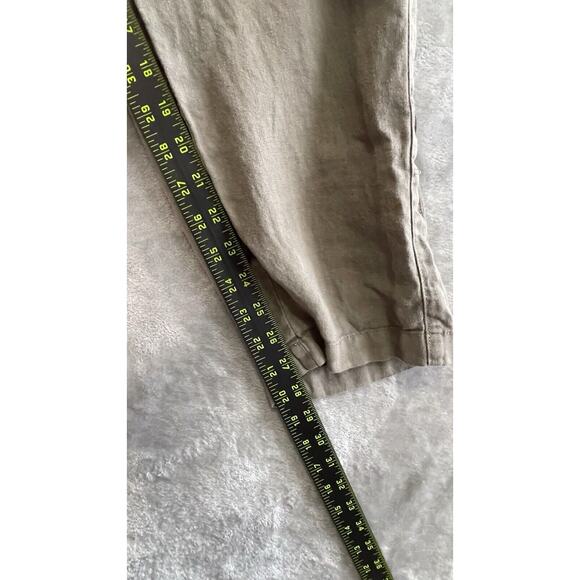 Pure Jill Pull On Linen Pants Women's Medium Olive Green Crop Cuffed Boho Beach - Picture 6 of 12